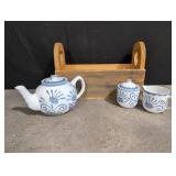 Tea set in wooden box