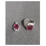 Sterling silver ring size 9 and pendant