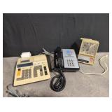 Vintage Canon calculator, vintage telephone and