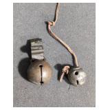 2 old bells 1 9/16' and 1 3/16' diameter
