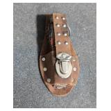 Camp knife and case, 1 scale broken, Korium Japan