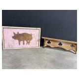 Wooden hanging shelf 22' x 5', wooden picture of