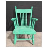 Vintage Wooden Child's chair painted green- 13'w
