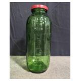 Vintage green glass juice/water jar with lid 40