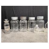 Assorted vintage glass jars