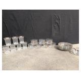 Assorted small glass plates, bowls and glasses