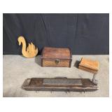 Assortment of wooden boxes, unique key holder