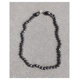 Vintage 16' jet black beaded necklace