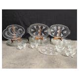 Large lot of glass snack plates with just 5 cups