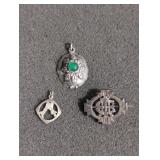 1 pendant, 1 charm and 1 brooch pin, vintage