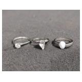 3 rings of base metal  all size 6