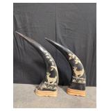 Hand carved Buffalo horns by Canadian Design