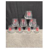 8 vintage 7-Up small glasses 3 1/2' h