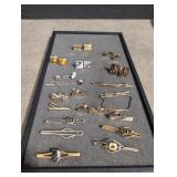 Vintage lot of 6 Cufflinks, 12 tie clips, 3 tie