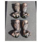 Piano stool claw feet with green glass balls