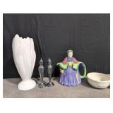 Ceramic tea pot 9' high and vase 10 1/2' high and