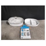 2 Corning Ware French white casserole dishes