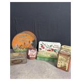 Assorted vintage metal tins