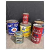 Assorted metal tins