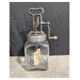 Vintage glass and metal butter churn 4 qt.