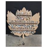 Wooden display rack for spoons with spoons