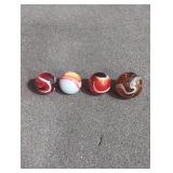 4 swirl marbles 5/8' and 3/4' vintage