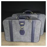 2 piece blue tweed Fifth Avenue suitcases