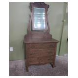 Vintage wooden dresser with mirror 34' w x 17' d