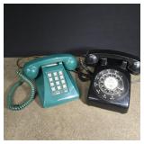 Vintage rotary and push button phones