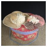 Hat box with straw hat