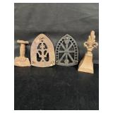 Cast iron trivets, bell