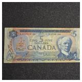1972 $5 Canadian bill