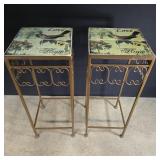 2 decorative metal plant stands 9 1/2' x 9 1/2' x