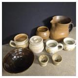 Assortment of handmade pottery items