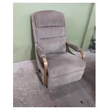 Lazy-Boy beige fabric with wood trim rocking