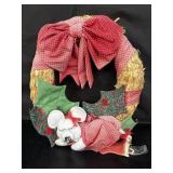 Straw and fabric wreath