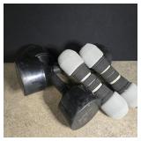 Two each of 10 lbs and 2 lbs weights