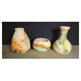 3 Nemadji pottery pots