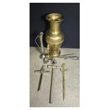 Brass vase 9 1/2' high and misc smaller pieces
