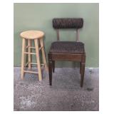 Chair and wood stool - Chair is 18' to seat and