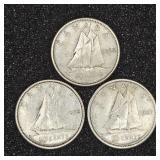 Canadian dimes 1956, 1957, 1958