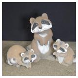 Racoon family made of resin