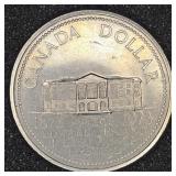 Canadian silver dollar coin 1873-1973