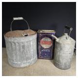 Vintage metal containers - good for yard art