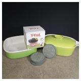 Green kitchen casserole dishes, New manual chopper