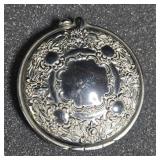 Vintage silver plate mirror compact with mirror,