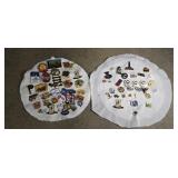 Collector pins, mostly of Manitoba and small