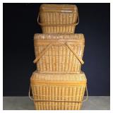 3 wicker picnic baskets