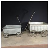 2 metal wagons for decoration or planters