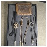Leather wallet with 'John' pressed on it and two